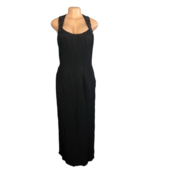 Scott McClintock Vintage Black Vampy Beaded Maxi Dress - Picture 1 of 8